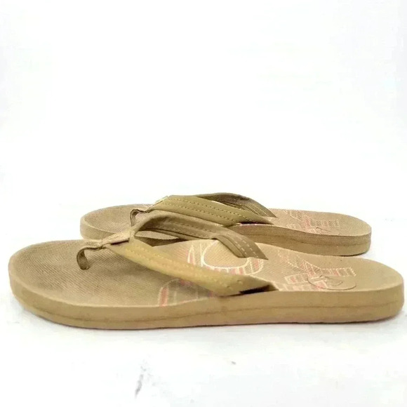 Roxy Sand Tan Flip Flop Sandals - 6 - Picture 8 of 9